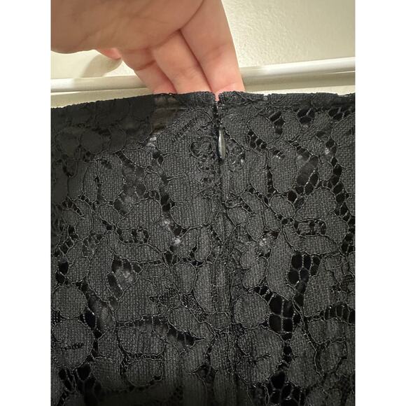 WHBH Black Floral Lace Overlay Lined Pencil Skirt Size 2 - Picture 7 of 9